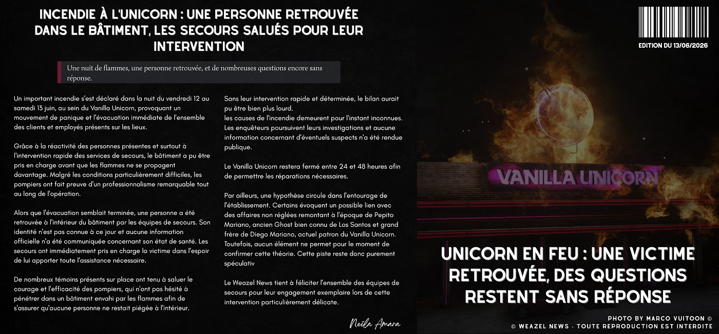 Incendie Unicorn
